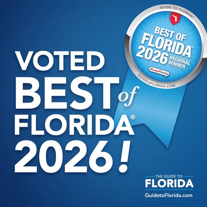 Voted Best of Florida 2026 graphic from Guide to Florida, with the Regional Winner seal