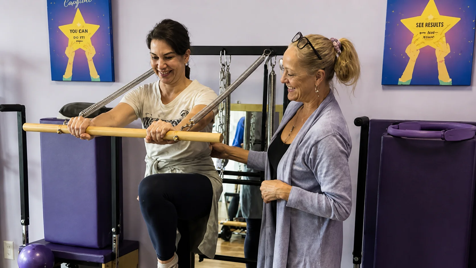 One-on-one private Pilates session